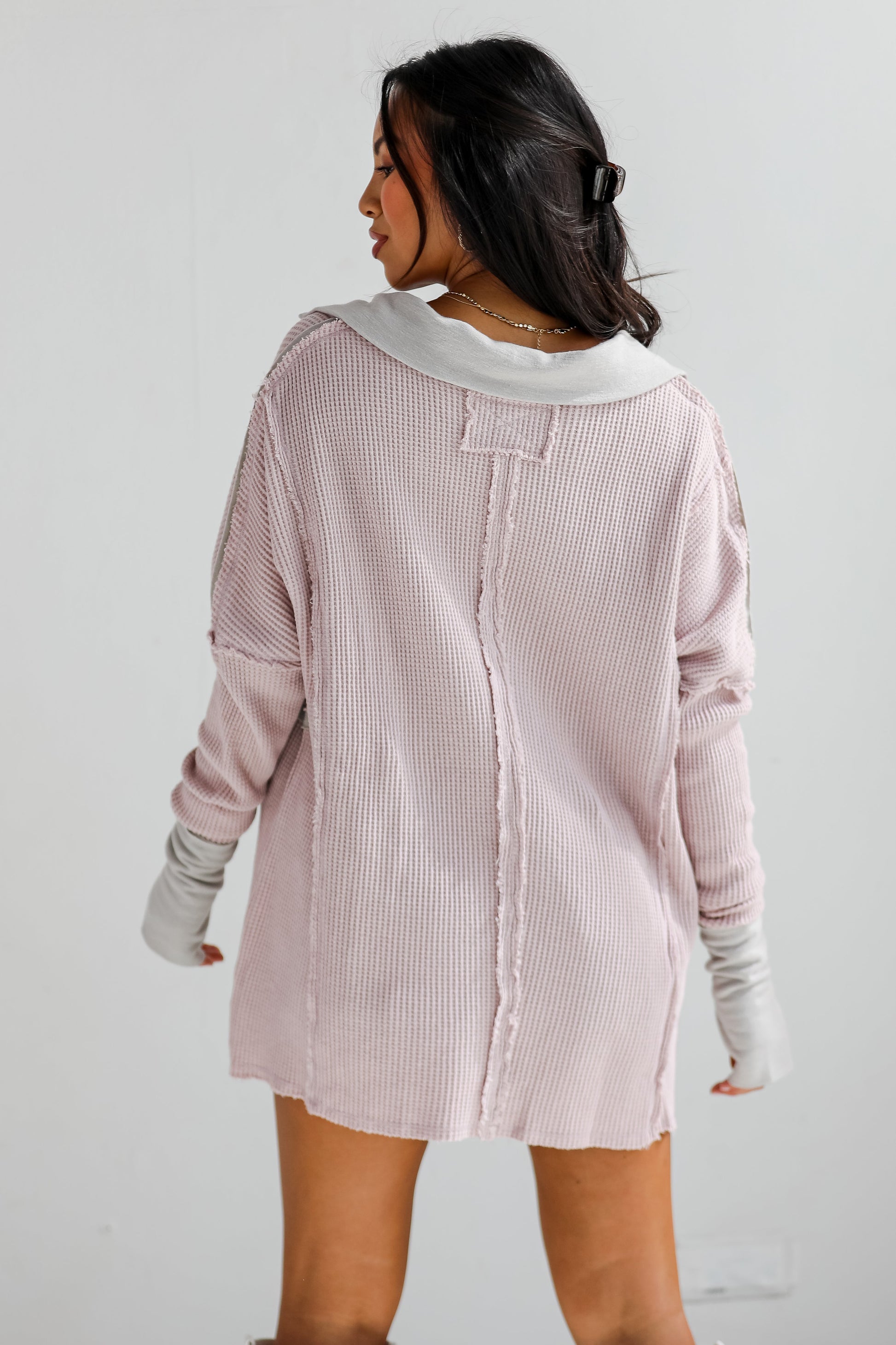 Utterly Adored Mauve Oversized Waffle Knit Top