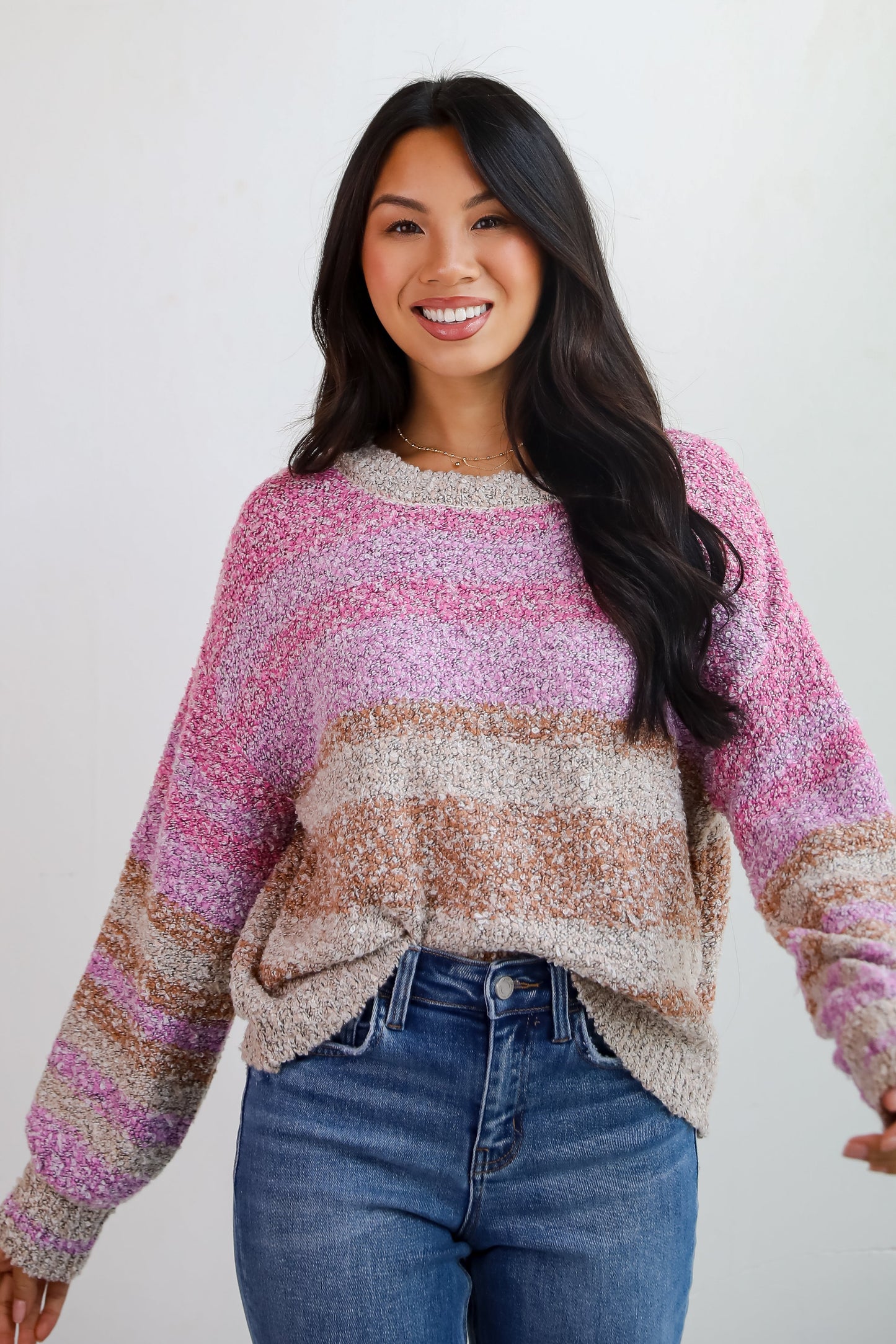 Simply Adoring Pink Striped Sweater